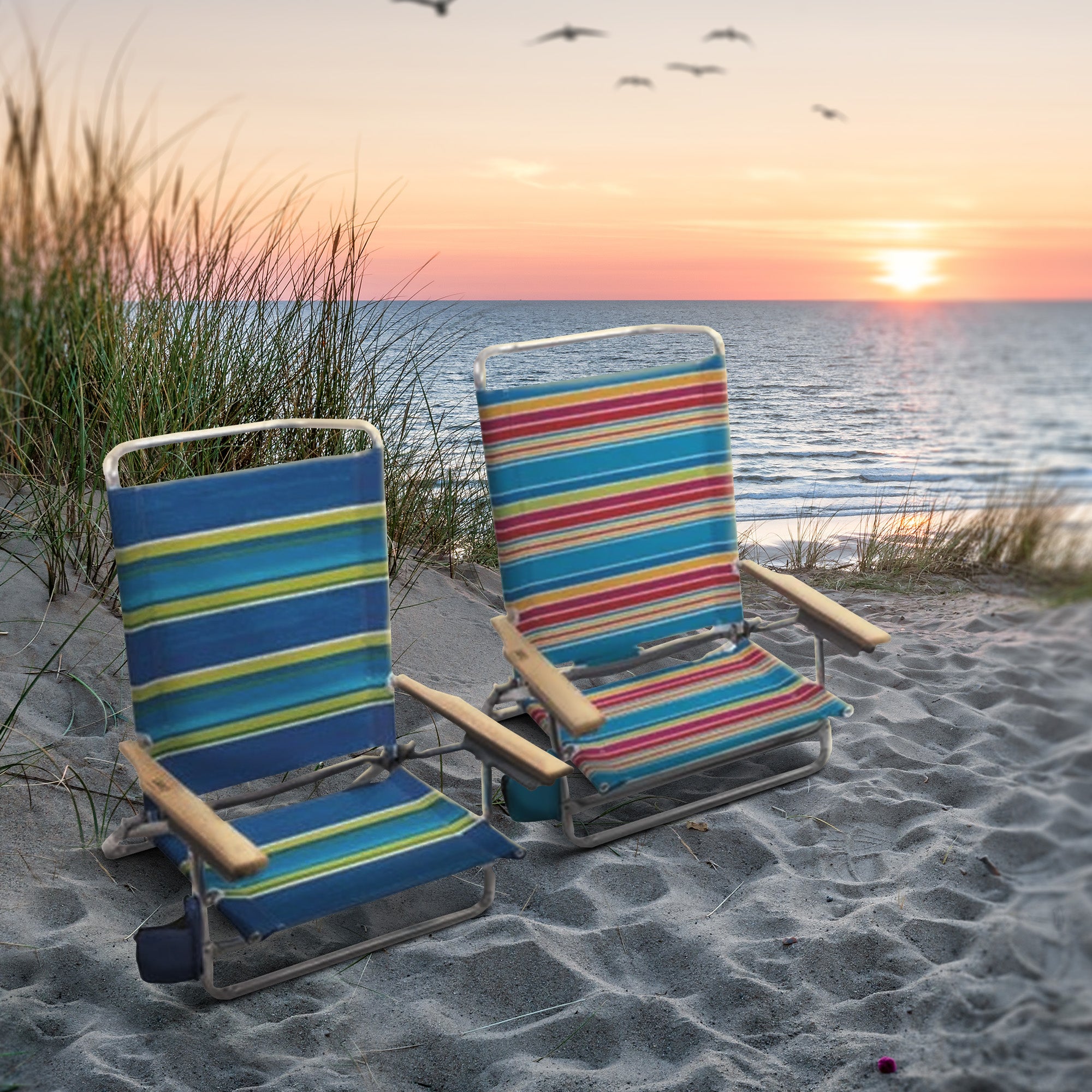 RIO Brands 5 Position Folding Lounge Chair, Multicolor (4 Pack) (Open Box) - VMInnovations