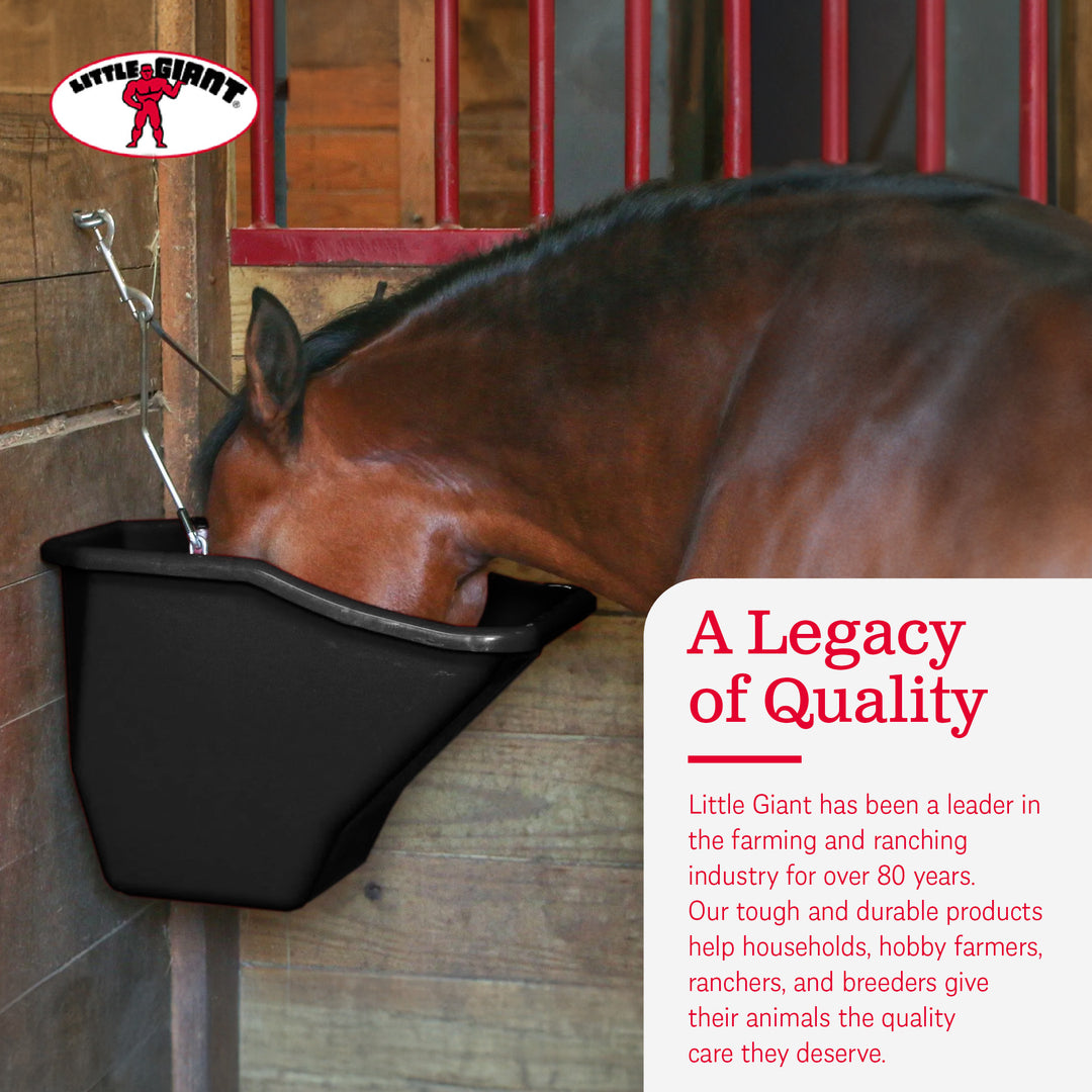 Little Giant 20-Quart Durable Plastic Flat Back Livestock Feed Bucket, Black