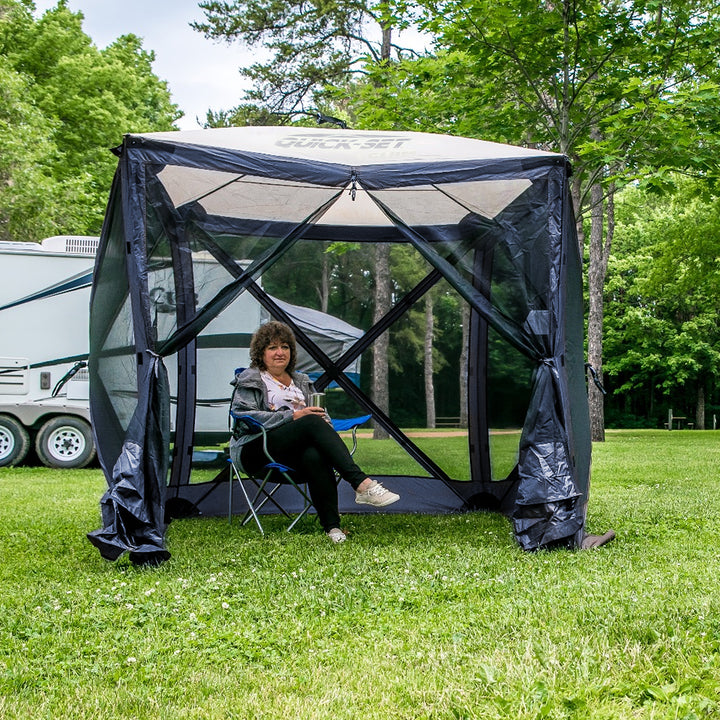 CLAM Quick-Set Traveler 6 x 6 Ft Portable Outdoor 4 Sided Canopy Shelter, Blue - VMInnovations