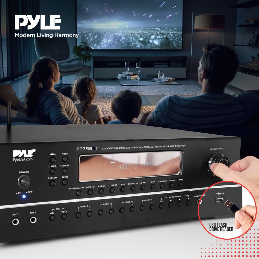Pyle PT796BT Wireless Streaming Home Theater Receiver with 4K Ultra Support