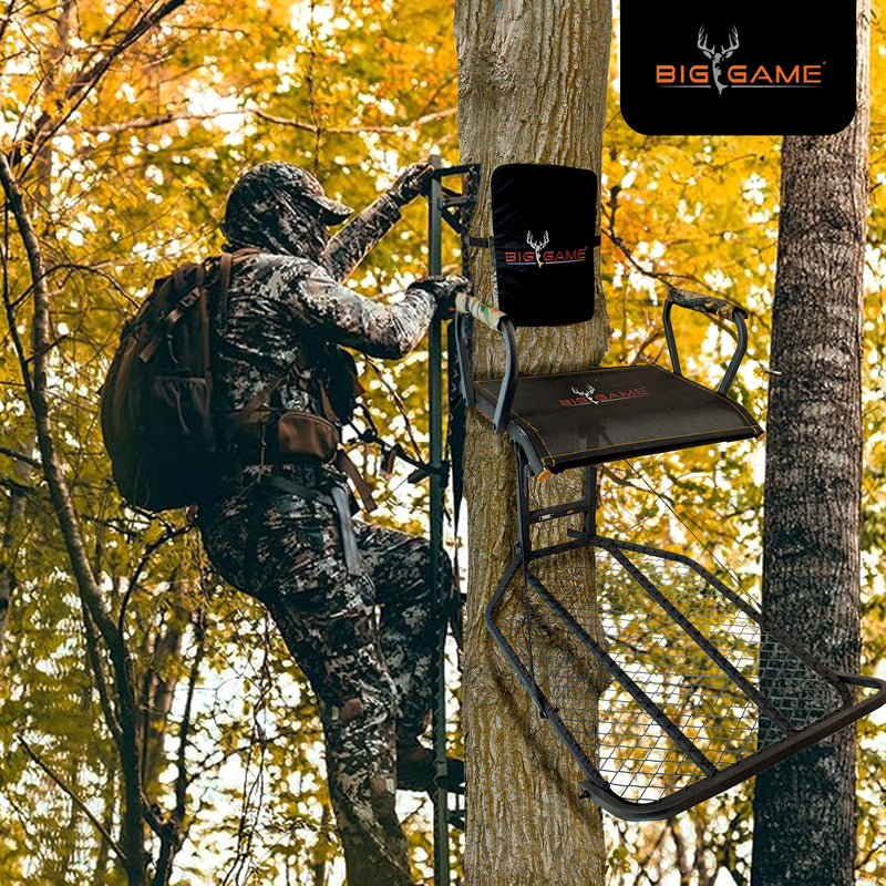 Big Game Captain XC Steel Hang-On Treestand with 20 x 30 Flip-Back Seat, Black