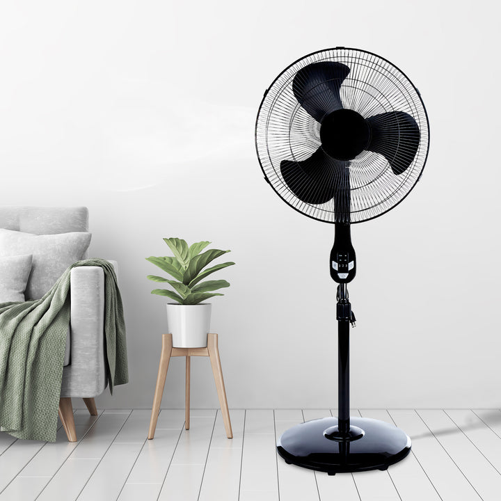 Utilitech 18 Inch 3 Speed Indoor Stand Fan with Timer and Remote Control, Black - VMInnovations