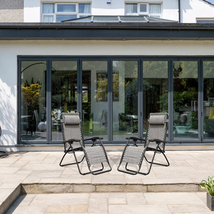 Caravan Canopy Infinity Zero Gravity Steel Patio Chair, Grey (Pair) (Open Box)