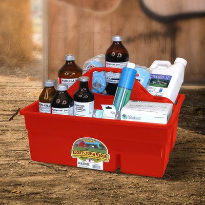 Little Giant DuraTote Plastic Box Organizer w/2 Compartments & Grip Handle, Red - VMInnovations
