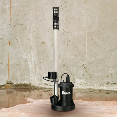 Simer Quick Install Sump Pump with Pre Assembled Discharge Pipe and Hose Kit - VMInnovations