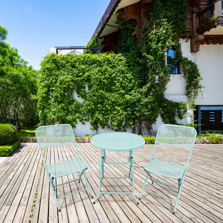 Four Seasons Courtyard Foldable 3pc Steel Bistro Dining Set, Blue (Open Box) - VMInnovations