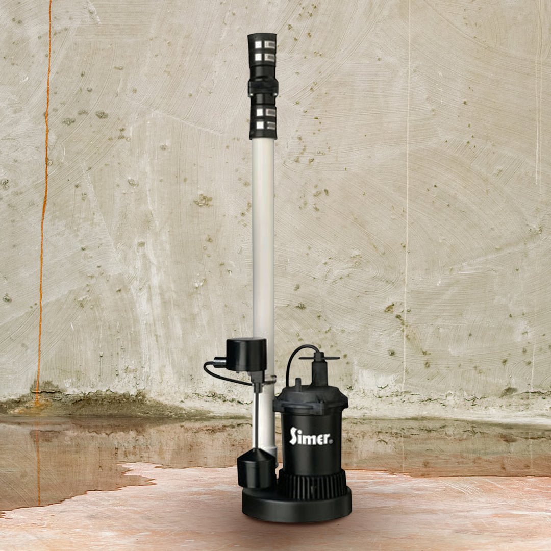 Simer Quick Install Sump Pump with Pre Assembled Discharge Pipe and Hose Kit