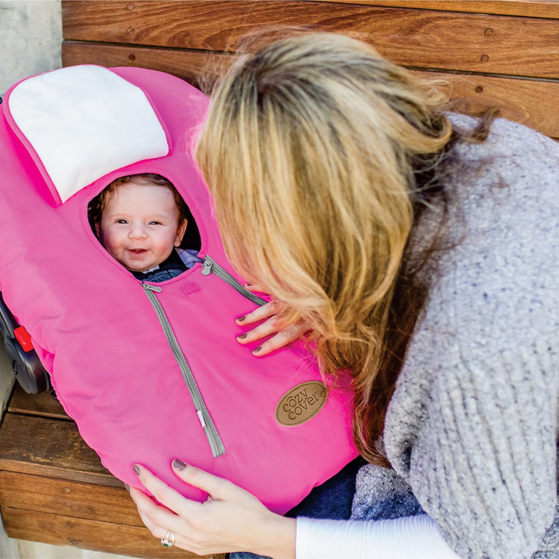 CozyBaby Original Infant Car Seat Cover with Dual Zippers and Elastic Edge, Pink