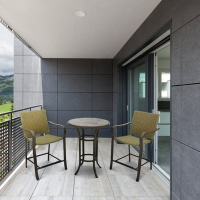 Four Seasons Courtyard Amalfi 3 Piece Balcony Height Outdoor Dining Set, Beige - VMInnovations