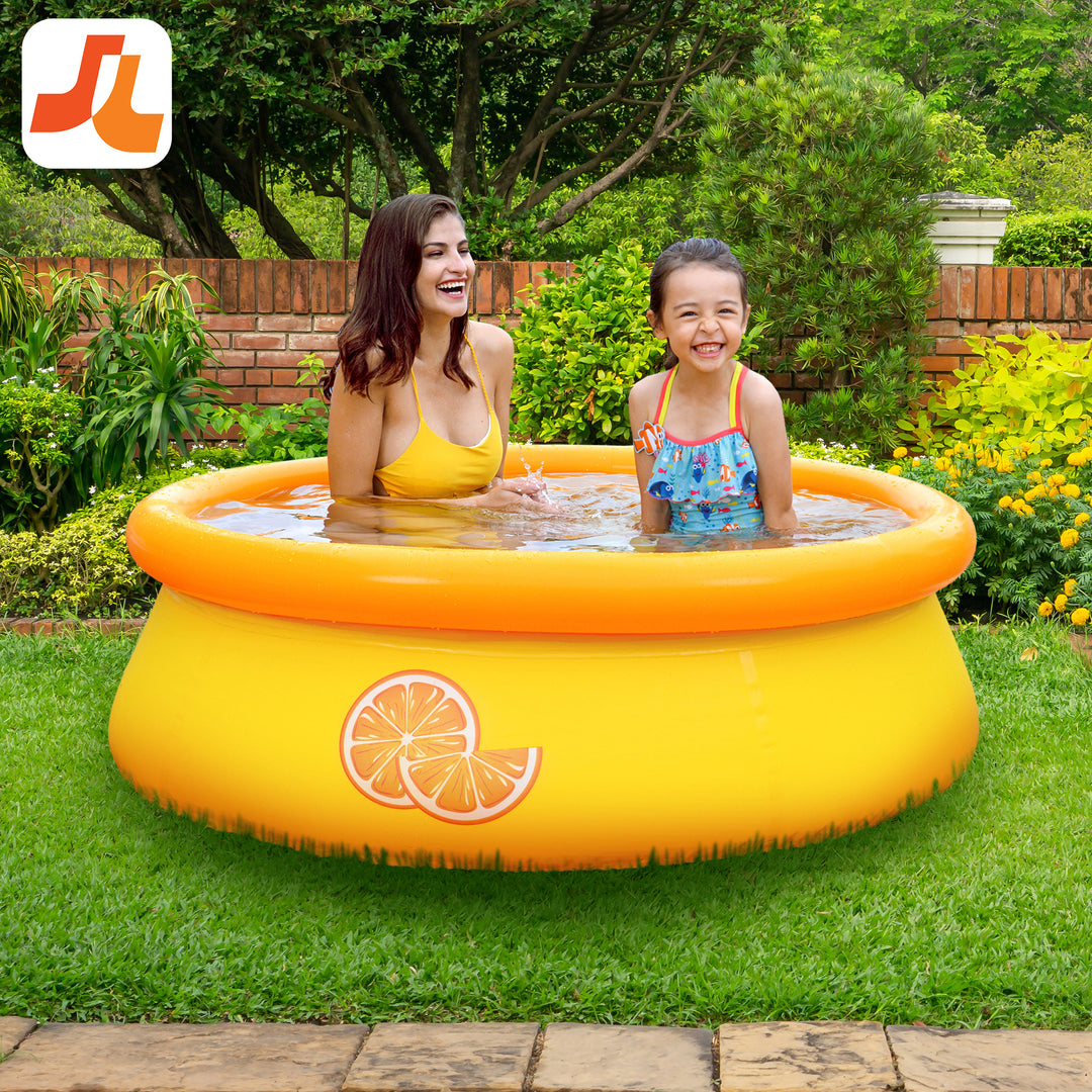 JLeisure 5' x 16.5" 3D Orange Inflatable Outdoor Backyard Kiddie Swimming Pool