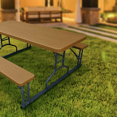 Plastic Development Group 6 Foot Picnic Table for Indoor and Outdoor Use, Brown - VMInnovations