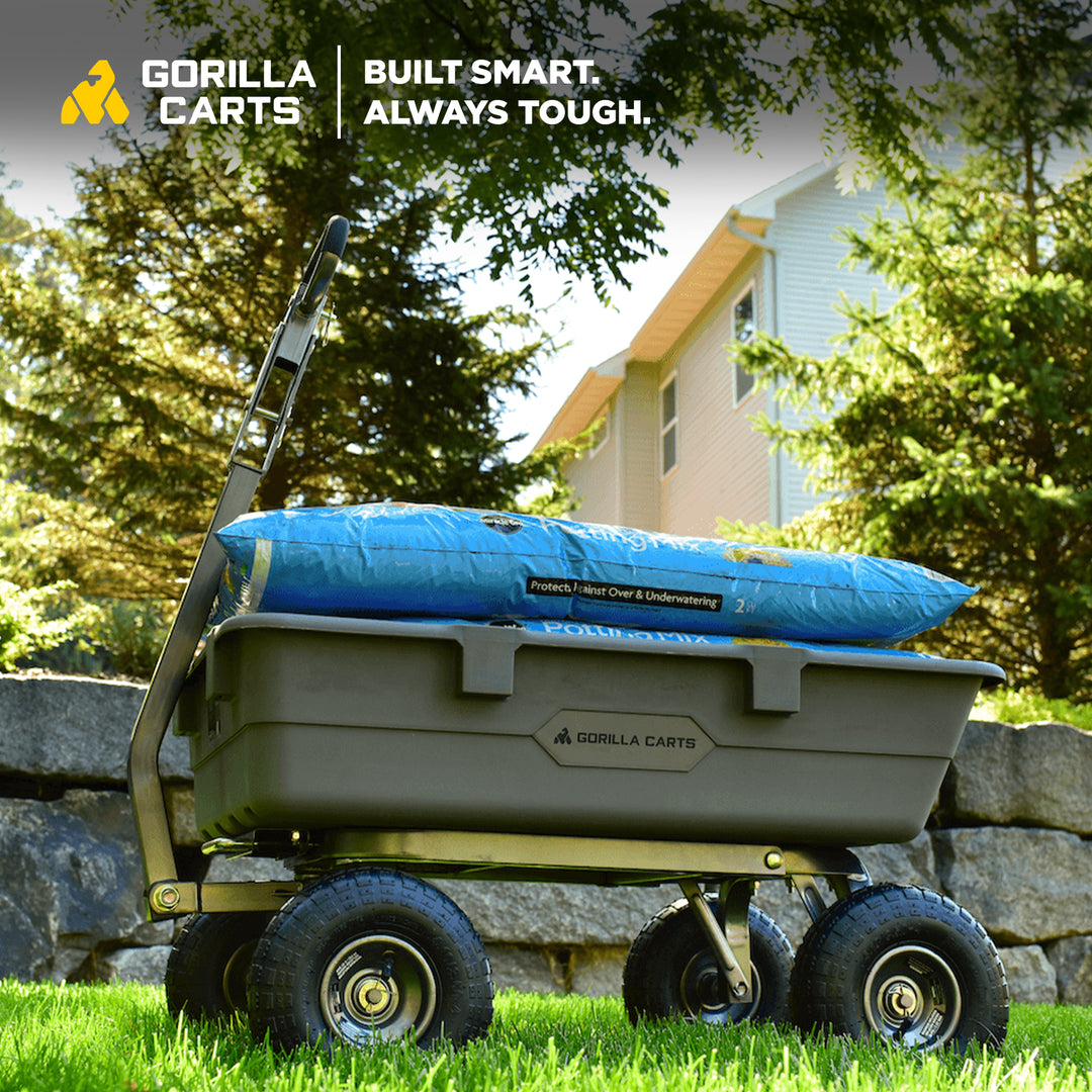 Gorilla Carts 800 Pound Capacity Poly Yard Dump Utility Cart, Gray (Used) - VMInnovations
