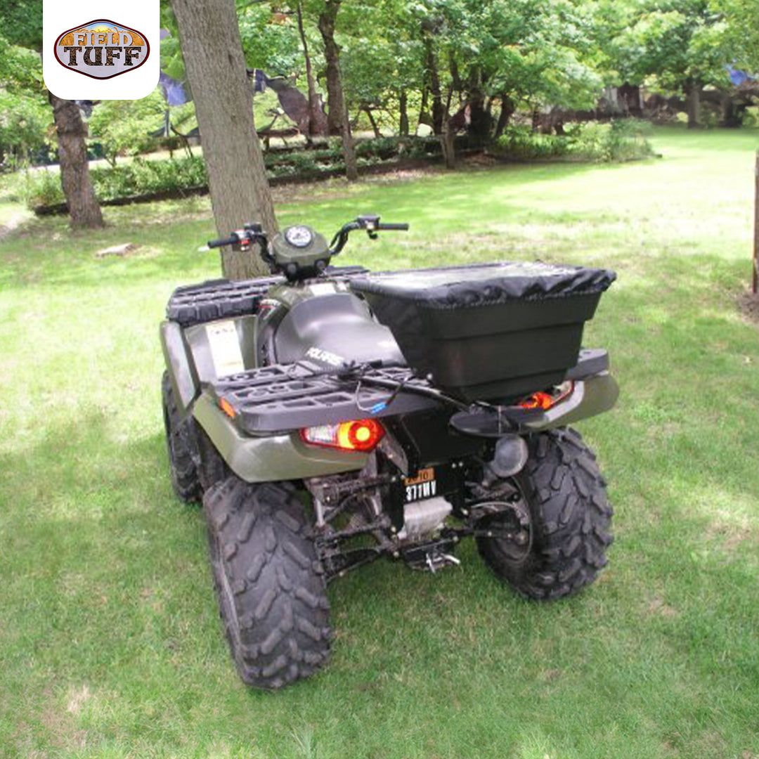 Field Tuff 12V ATV Hitch Mount Receiver 125 lb Grass, Seed, Fertilizer Spreader