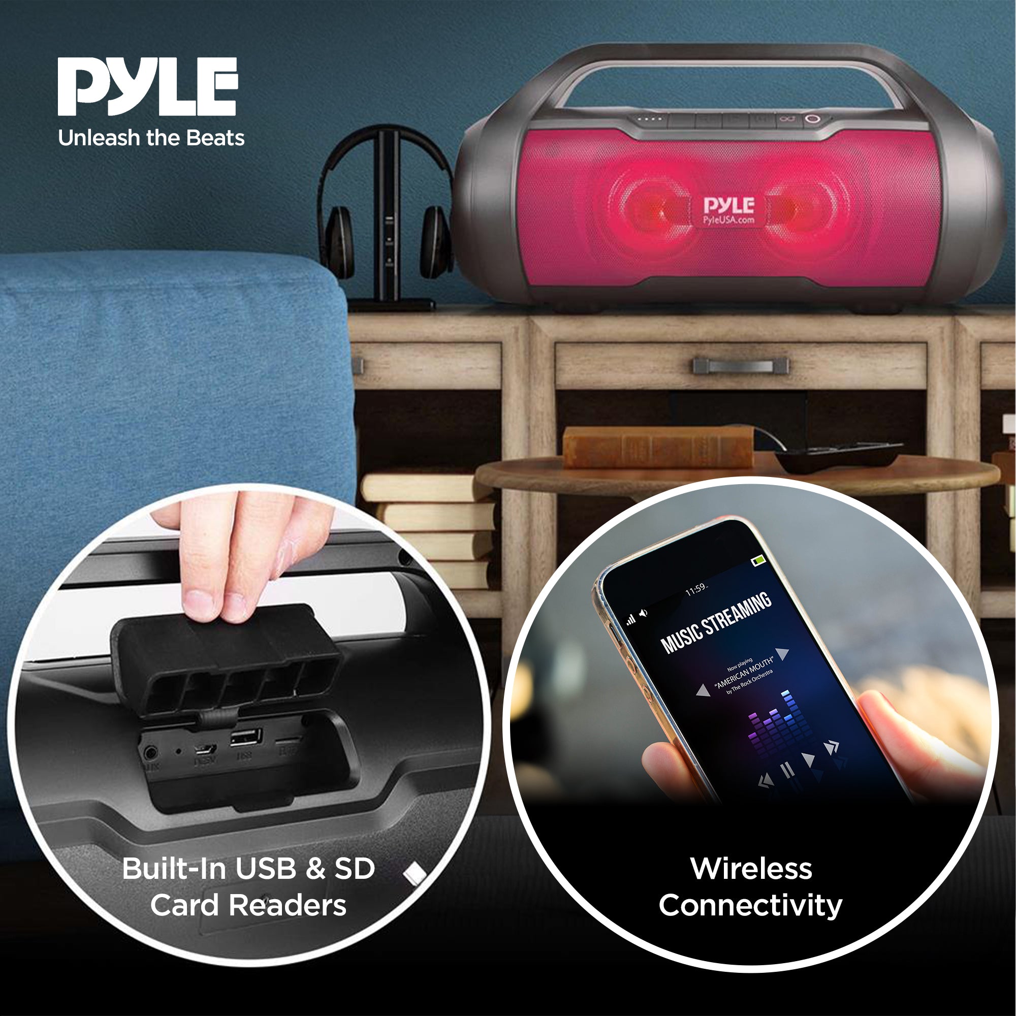 Pyle 500 Watt Portable Bluetooth Wireless BoomBox Speakers Stereo (Used) - VMInnovations