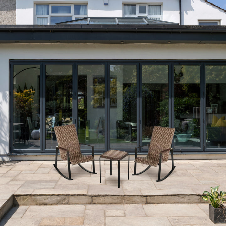 Four Seasons Courtyard Bayside 3 Piece All Weather Woven Wicker Chat Set, Brown - VMInnovations