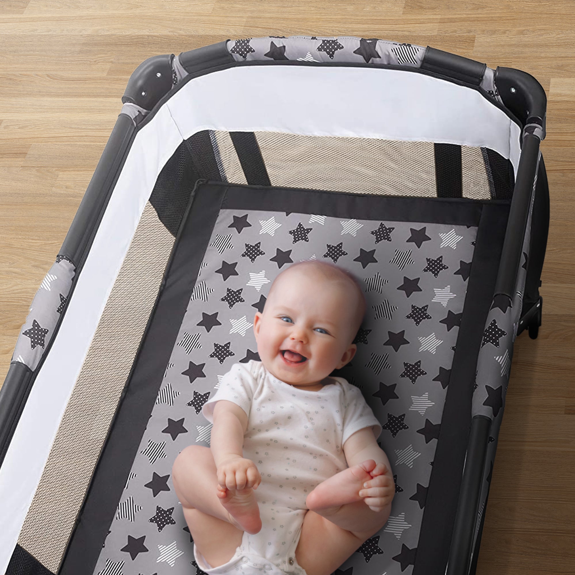 Baby Trend E Rising Star Nursery Center Pack Baby Changing Table & Playard, Gray - VMInnovations