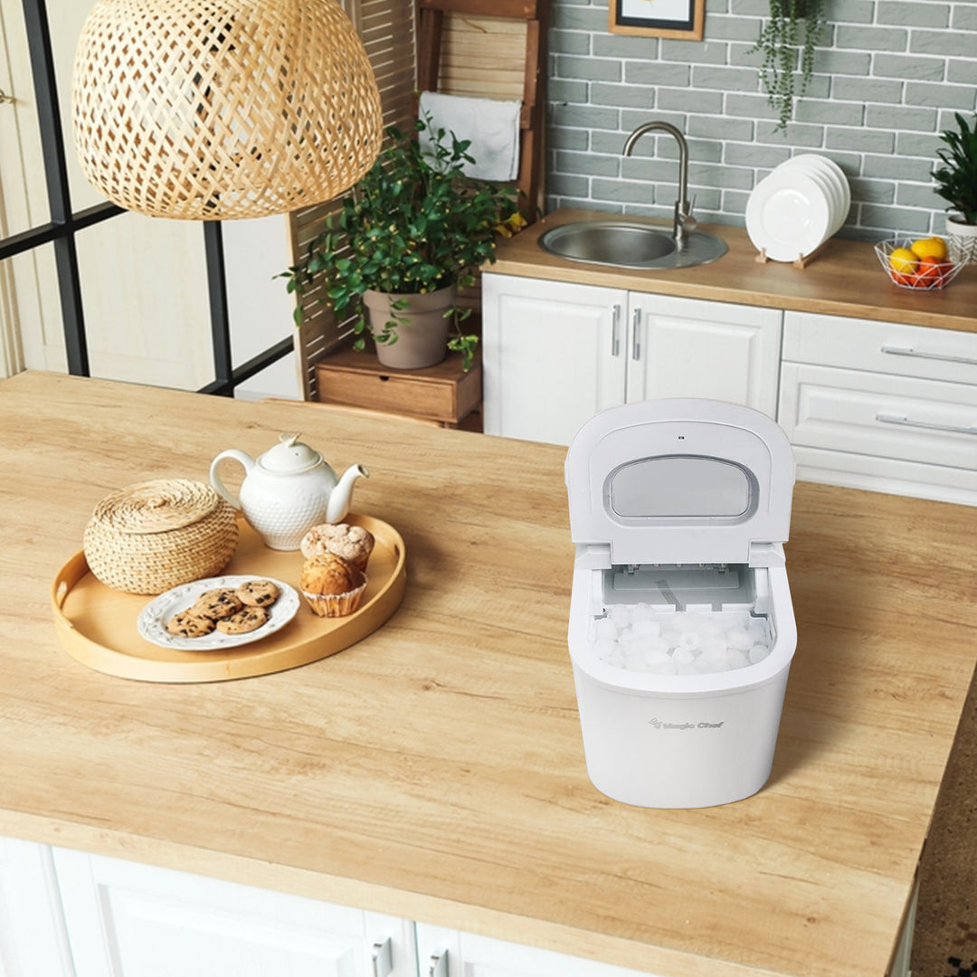 Magic Chef MCIM22W Portable Countertop 27 Pound Ice Cube Maker Machine, White - VMInnovations