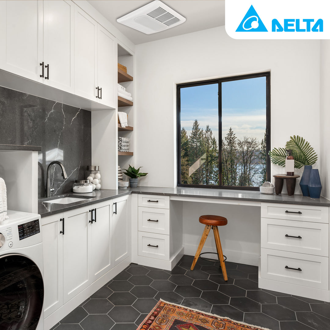 Delta Radiance Exhaust Bath Fan 80 CFM w/Built-In Light & Heater,White(Open Box)