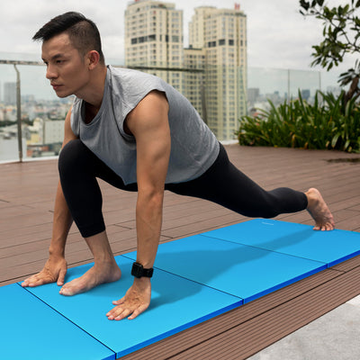 BalanceFrom 4'x8'x2" All Purpose Folding Gymnastics Gym Mat, Blue (Open Box) - VMInnovations
