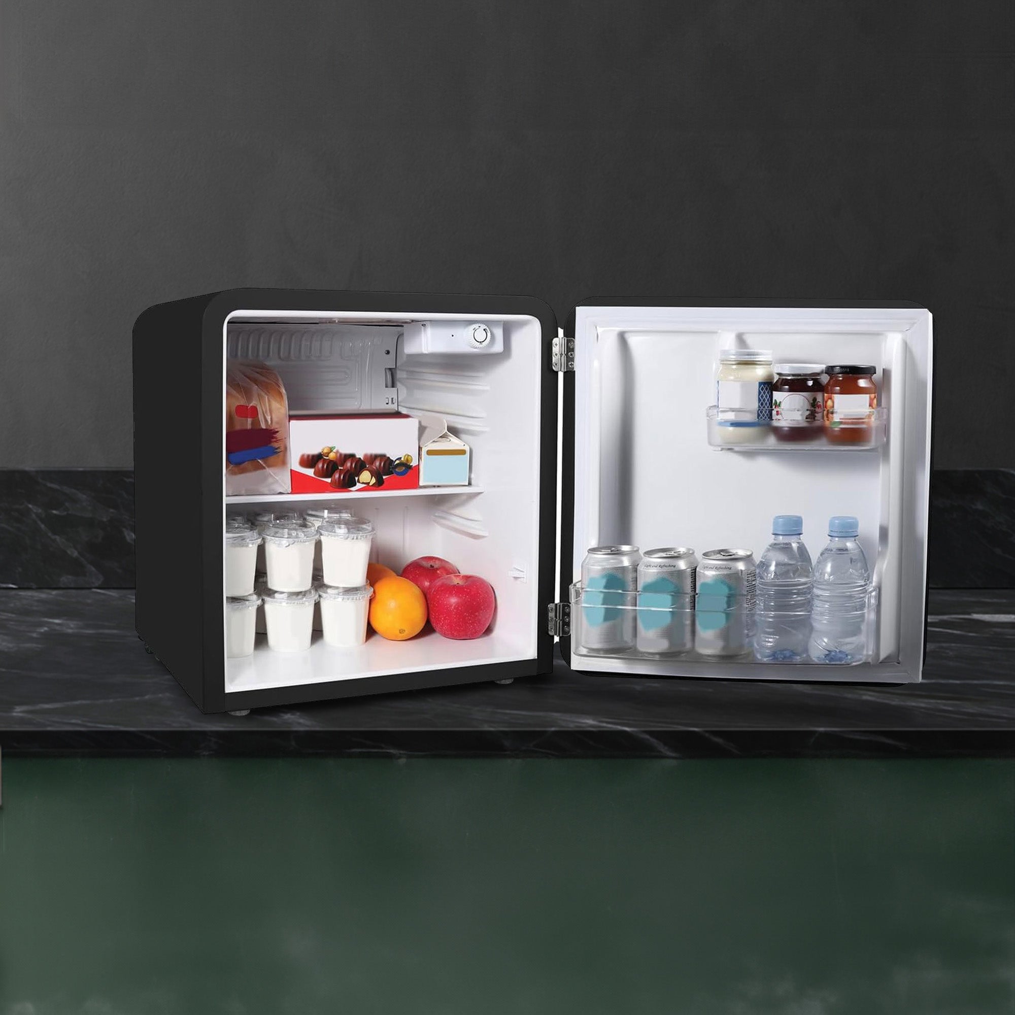 Magic Chef 1.6 Cubic Feet Retro Style Mini Fridge with Interior LED Light, Black - VMInnovations