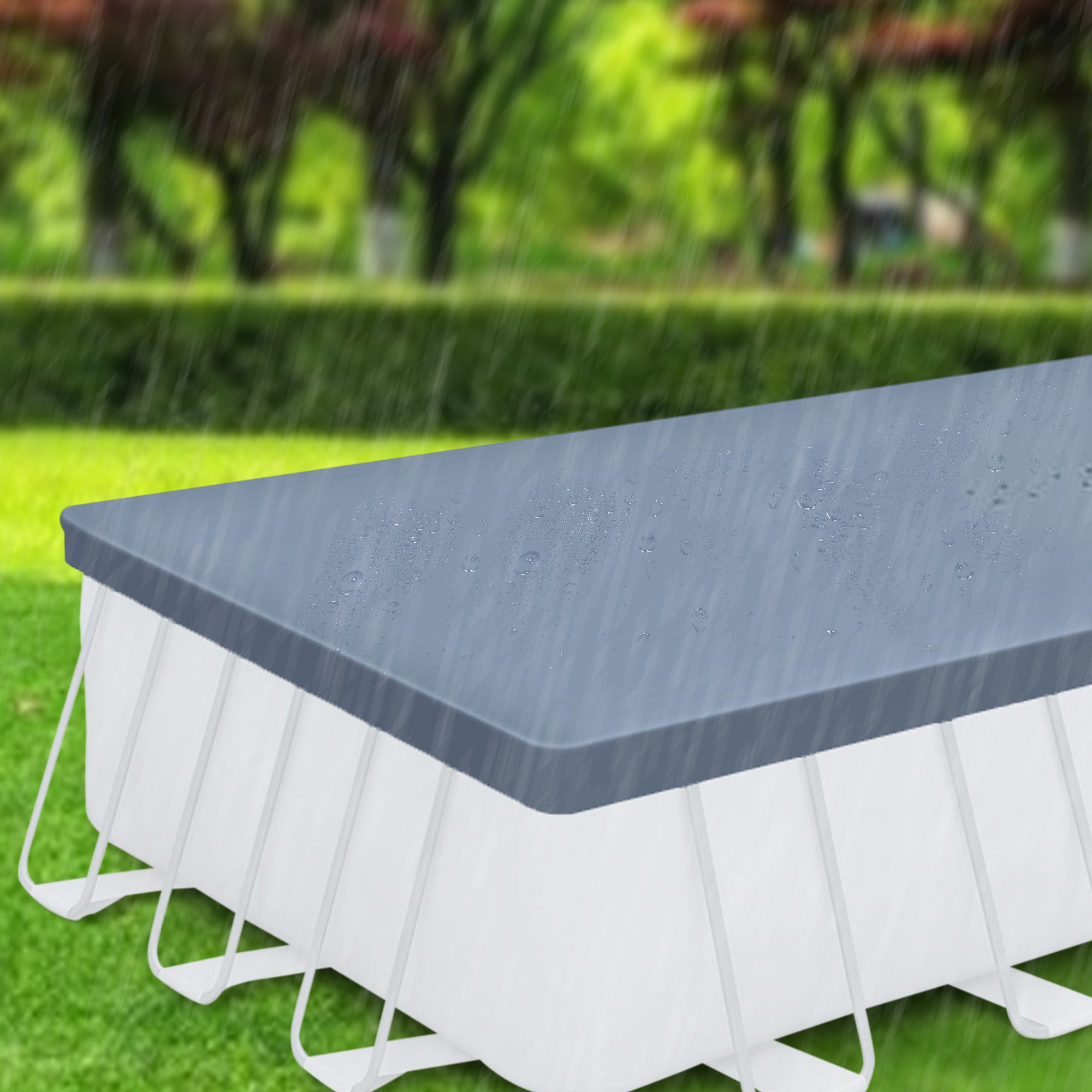 Funsicle 24’ Rectangular Pool Cover for Oasis and Activity Pools, Gray(Open Box)