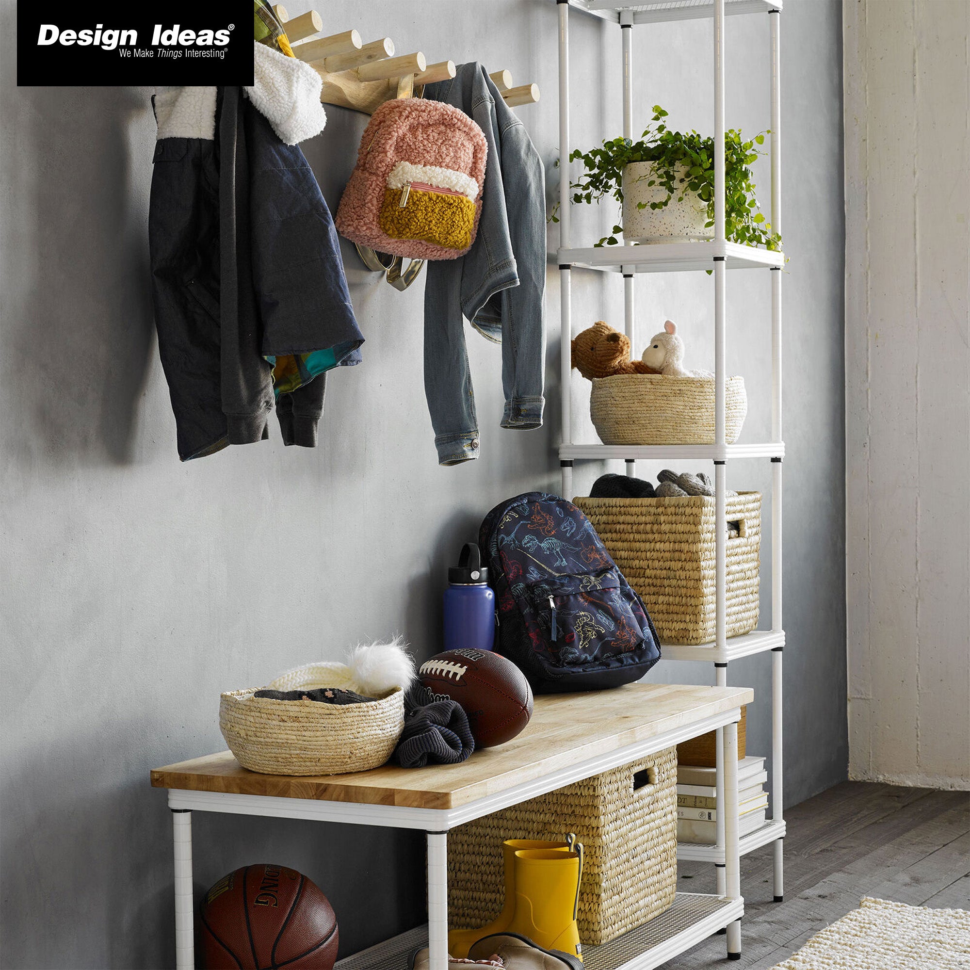 Design Ideas MeshWorks 5 Tier Tower Metal Storage Shelving Unit Rack, White - VMInnovations