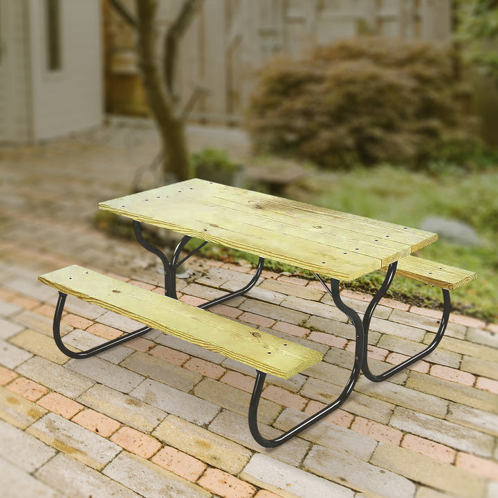 Jack Post Fiesta Charm Outdoor DIY Steel Frame for Wooden Picnic Table, Black - VMInnovations