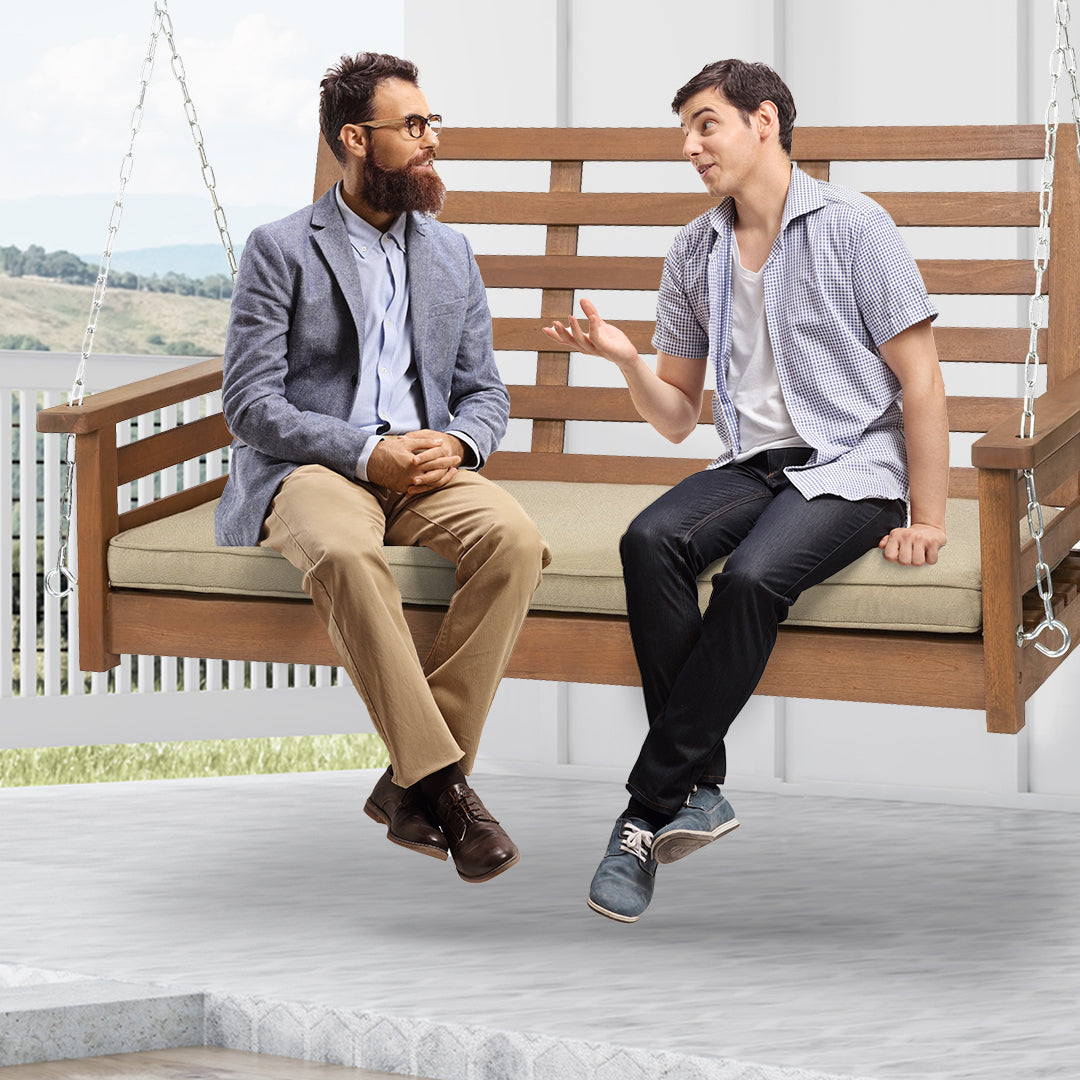 Jack Post Corp 4 Foot Cushioned Indonesian Hardwood Swing with Chains, Brown - VMInnovations