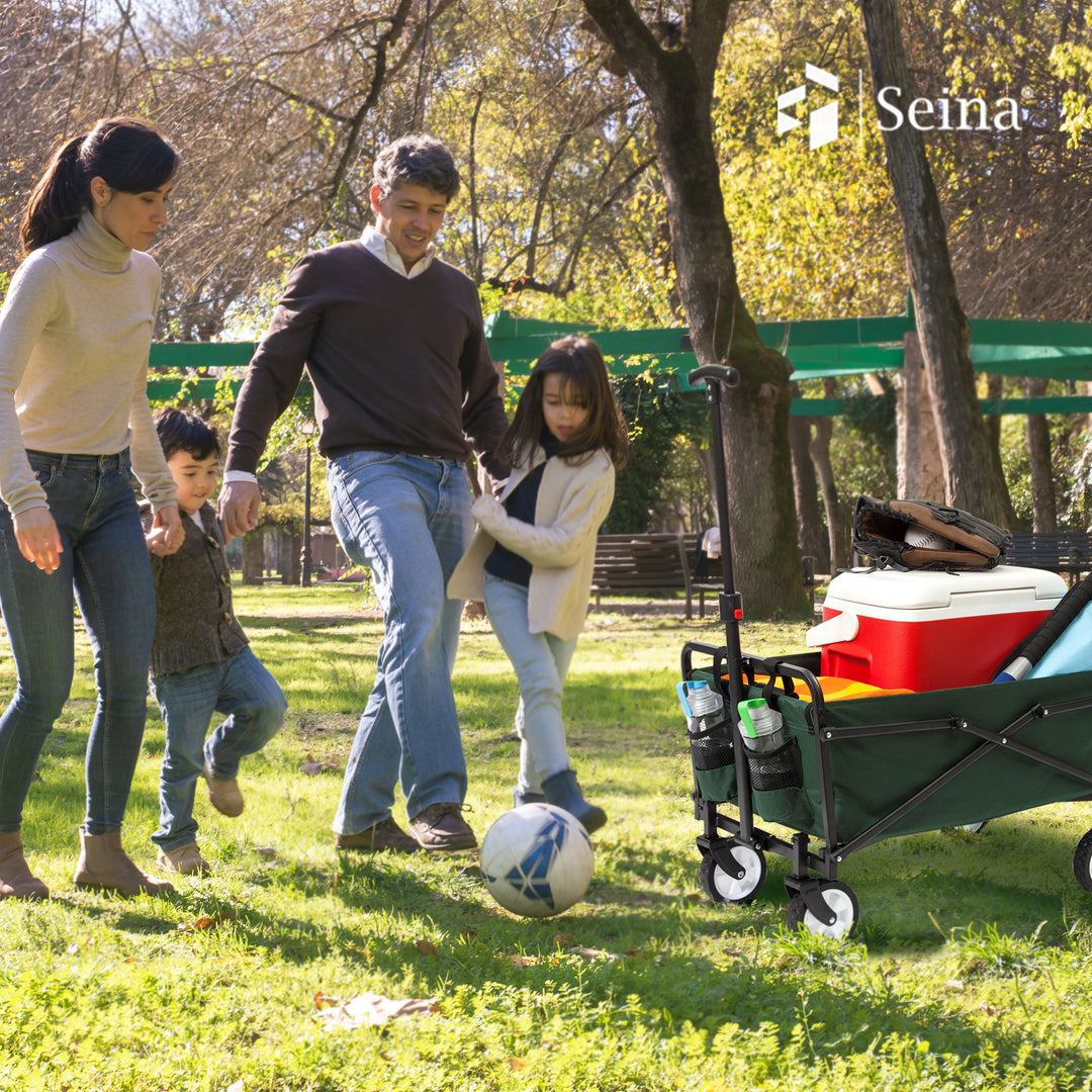 Seina Heavy Duty Compact Folding 150 Pound Capacity Outdoor Utility Cart, Green - VMInnovations