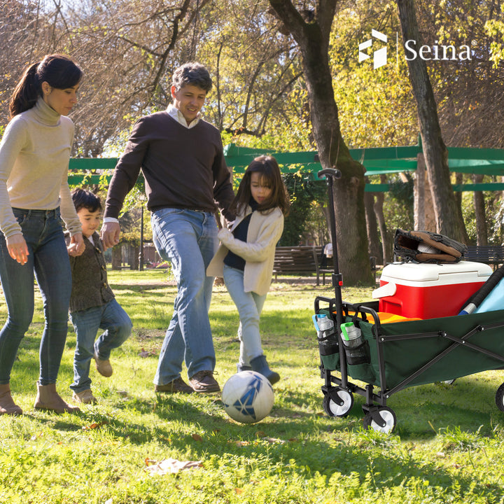 Seina Heavy Duty Compact Folding 150 Pound Capacity Outdoor Utility Cart, Green - VMInnovations