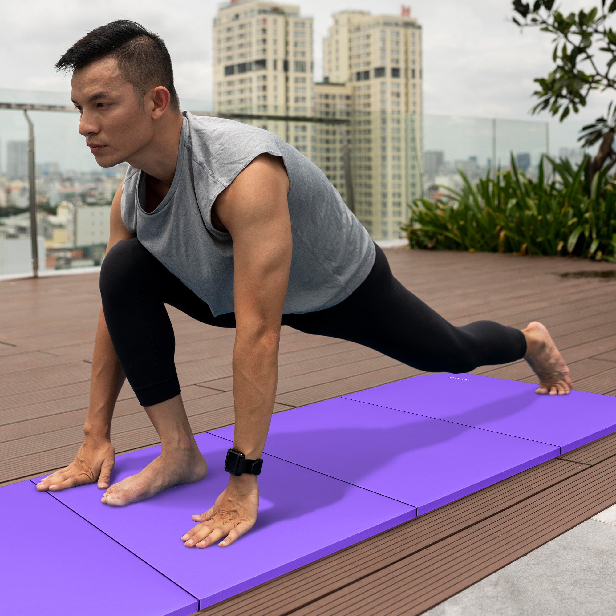 BalanceFrom 4' x 8' x 2" Folding Fitness Gymnastics Gym Mat, Purple (Used) - VMInnovations