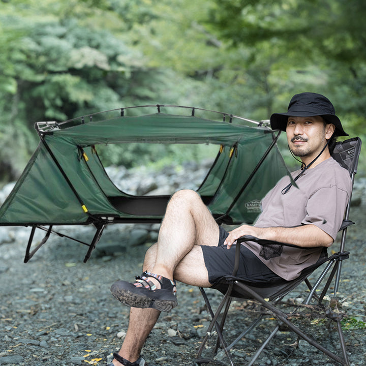 Kamp-Rite Oversized Quick Setup 1 Person Cot, Lounge Chair, & Tent, w/Domed Top - VMInnovations