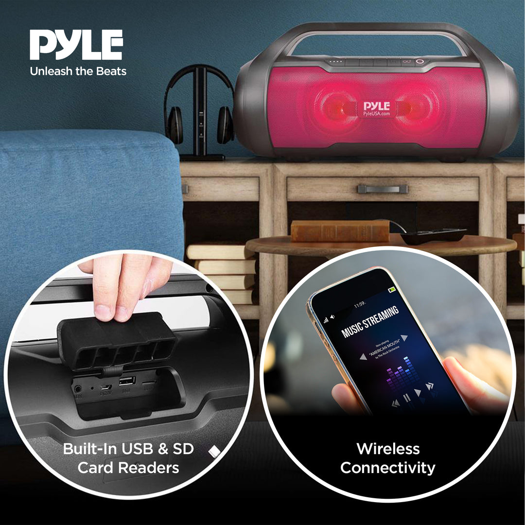 Pyle PBMWP185 500 Watt Portable Bluetooth Wireless BoomBox Speakers Stereo