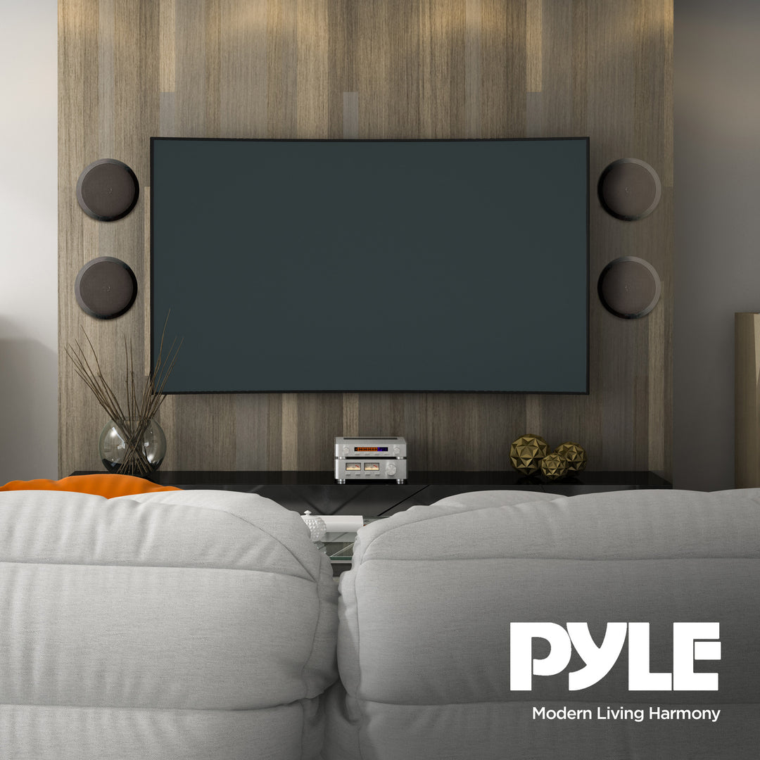 4) NEW Pyle PDIC81RDBK 250W 8 Inch Flush In-Wall In-Ceiling Black Speakers Four