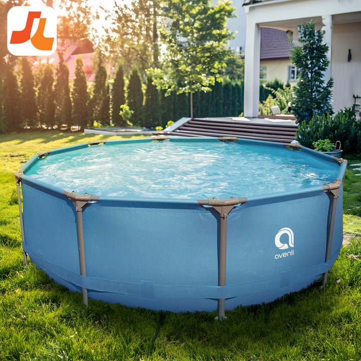 JLeisure Avenli 10'x30" Steel Frame Above Ground Outdoor Swimming Pool Set(Used)