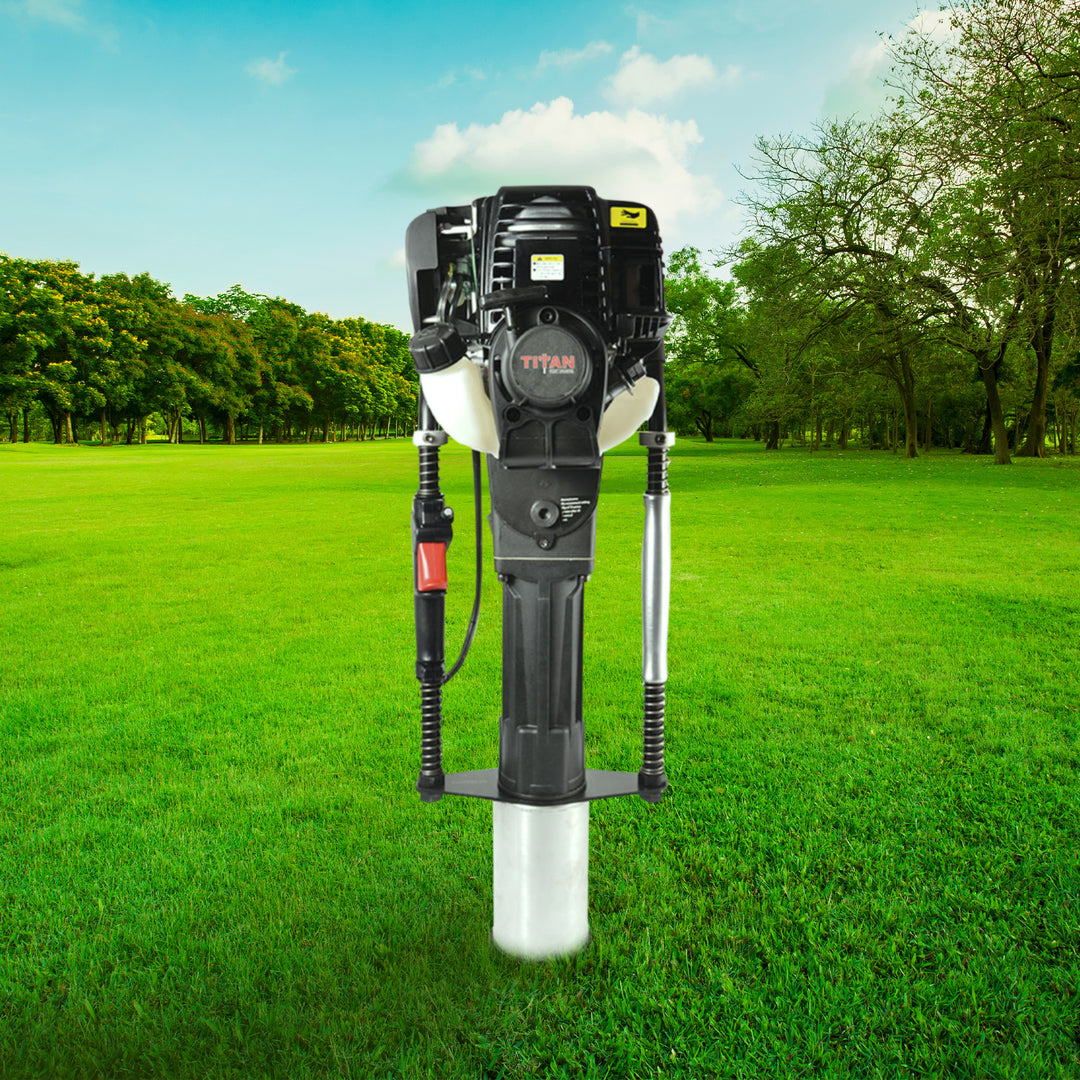Titan PGD3875 4 Inch Barrel 1.3 HP Gas Powered Fence Post Driver Pole Pounder - VMInnovations