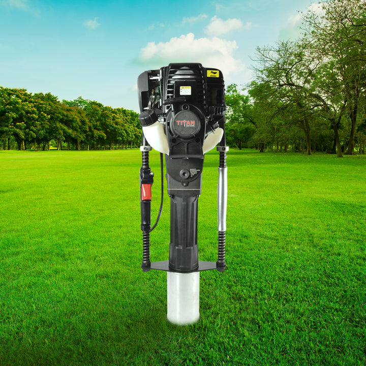 Titan PGD3875 4 Inch Barrel 1.3 HP Gas Powered Fence Post Driver Pole Pounder - VMInnovations