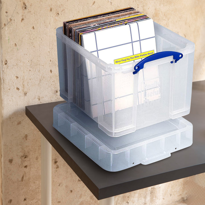 Really Useful Box 35 Liters Transparent Storage Container with Snap Lid, 3 Pack