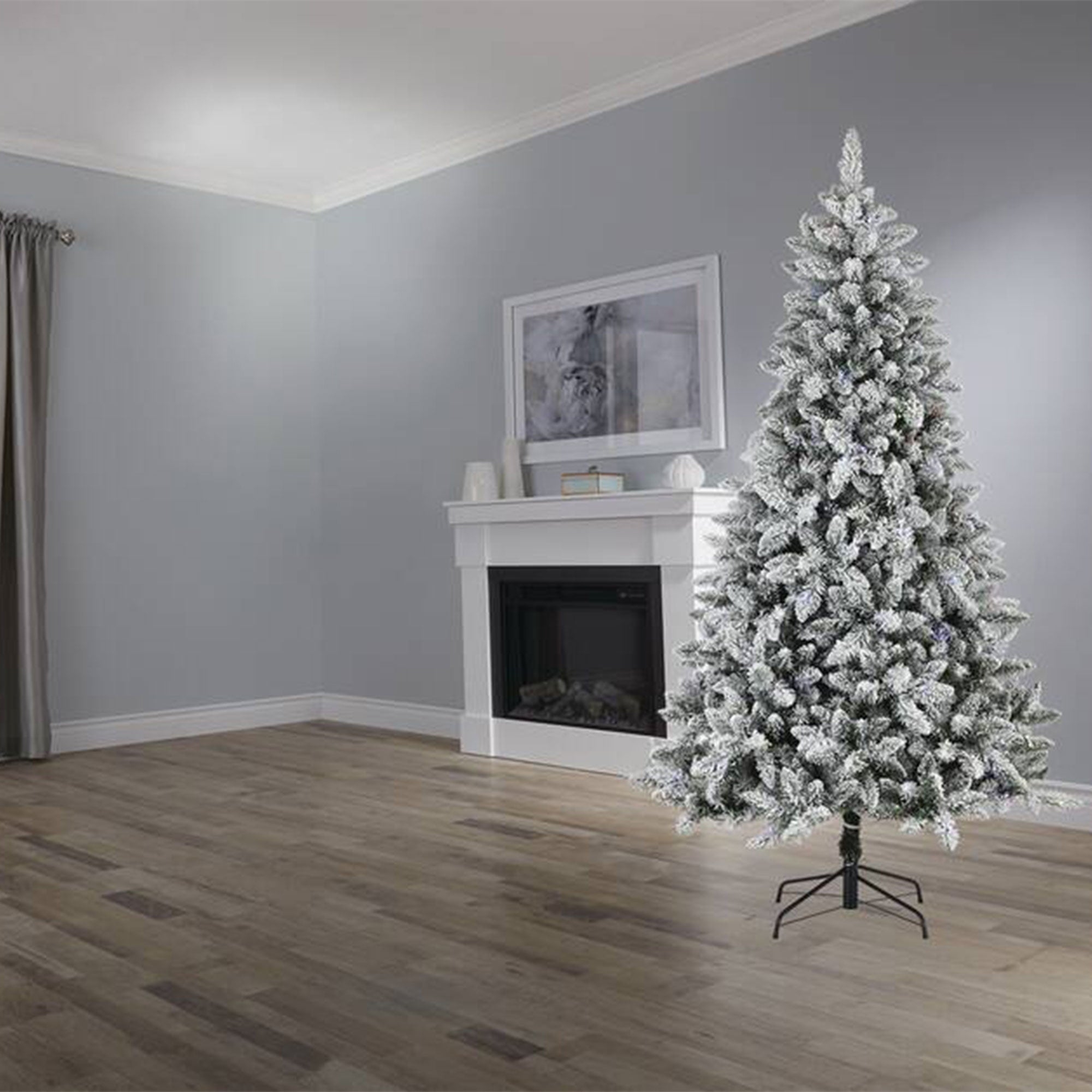 NOMA 7 FT Flocked Cypress Prelit Artificial Tree w/Multicolor Lights (Open Box) - VMInnovations