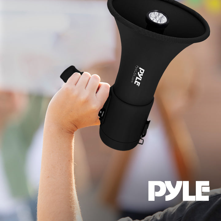 Pyle Portable PA Megaphone Speaker with Built-in Rechargeable Battery, Black - VMInnovations
