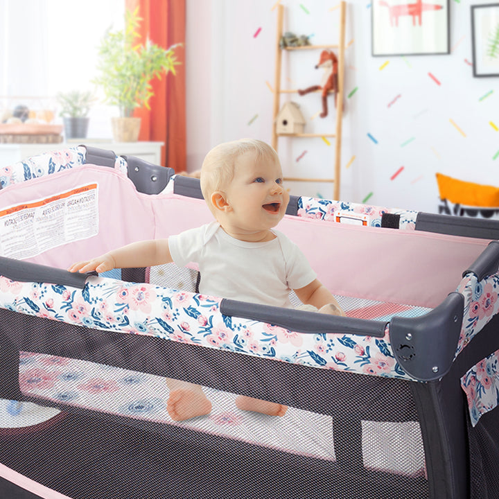 Baby Trend Deluxe II Nursery Center Playard Play Crib with Bassinet, Bluebell - VMInnovations
