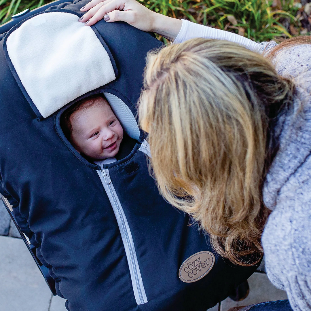 CozyBaby Infant Car Seat Cover w/ Dual Zippers, Elastic Edge, Black (Used)