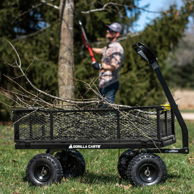 Gorilla Cart Heavy Duty Steel Utility Wagon Cart, Gray, 900 lb. Capacity (Used)