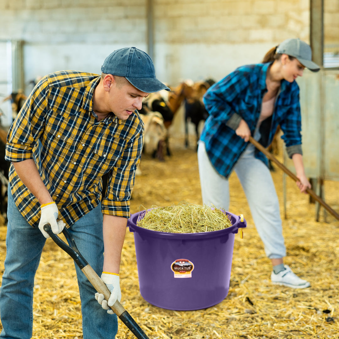 Little Giant 70 Quart Durable and Versatile Utility Muck Tub w/Handles, Purple