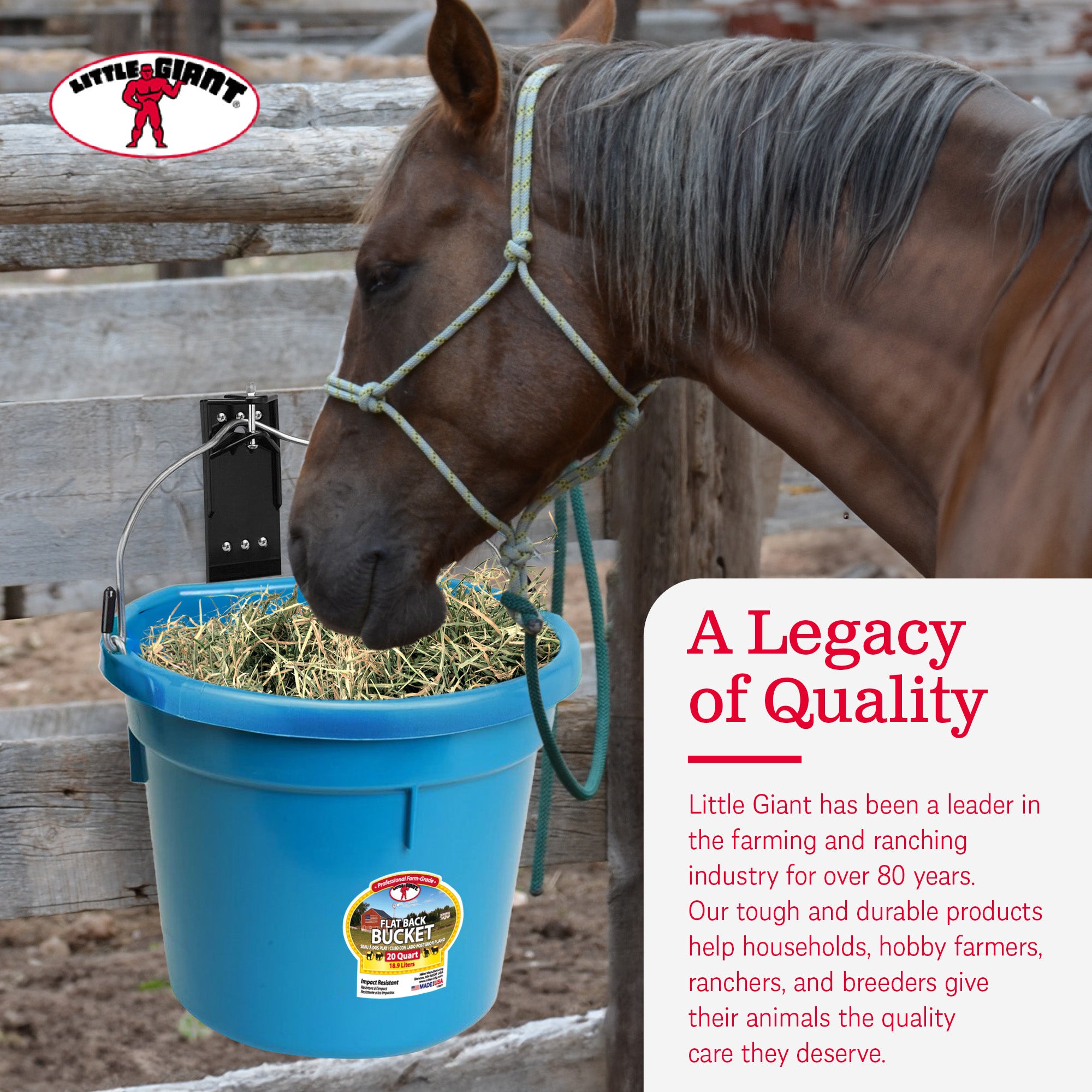 Little Giant All Purpose Heavy Duty Flat Back 20 Quart Plastic Bucket (Open Box)