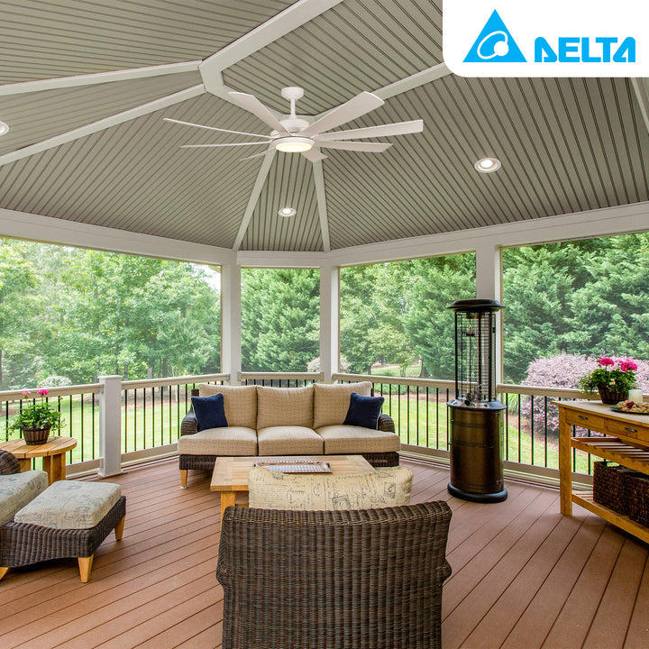 Delta Breez Rio Vista 60" Ceiling Fan with LED, Remote, Indoor/Outdoor, White