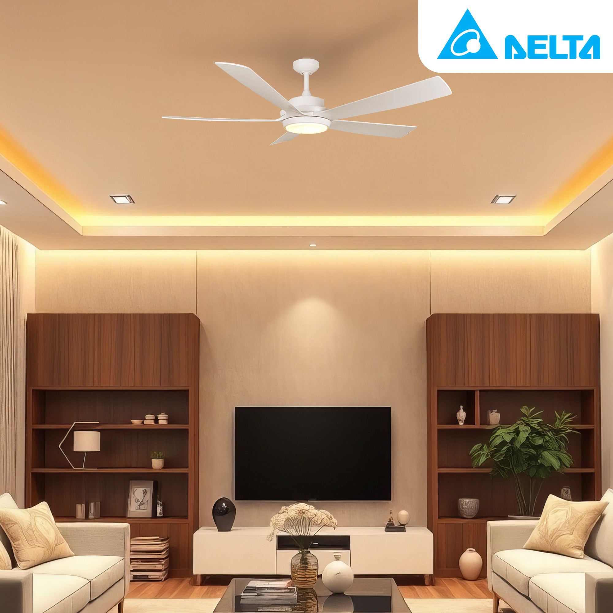 Delta Breez Pleasanton 60" Ceiling Fan w/ LED, Remote, Indoor/Outdoor, Open Box)