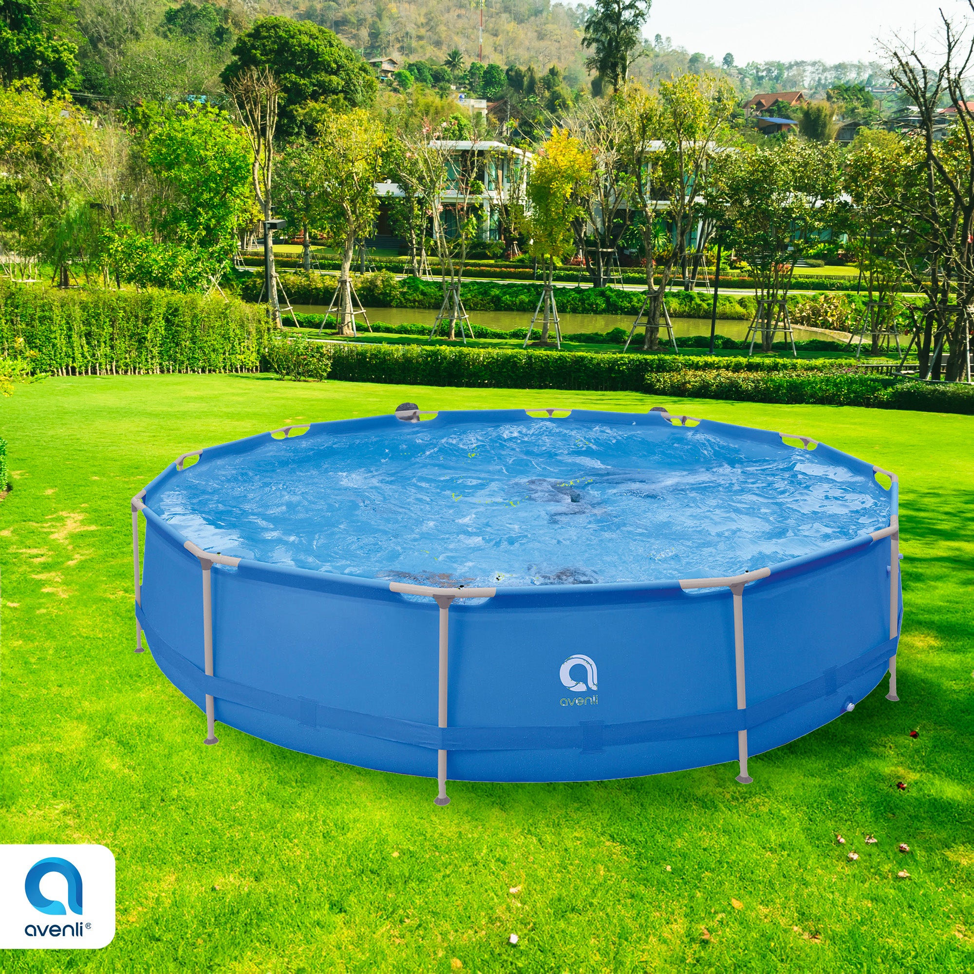 JLeisure Avenli 15 Foot x 36in Steel Frame LamTech Above Ground Pool (Open Box) - VMInnovations