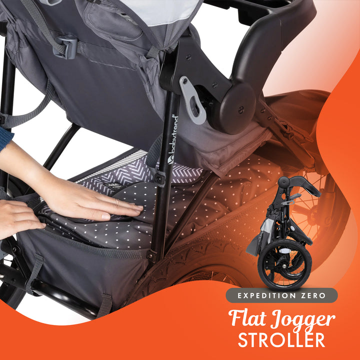 Baby Trend Zero Flat Jogger Stroller w/Canopy & LED Lights, Grey (Open Box)