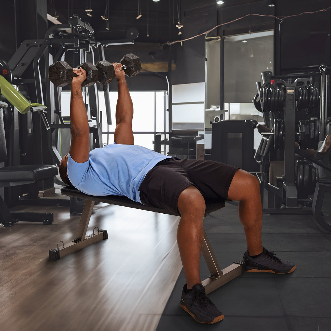 HolaHatha 600lb Capacity Foam Padded Barbell Bench w/Steel Frame,Black(Open Box) - VMInnovations